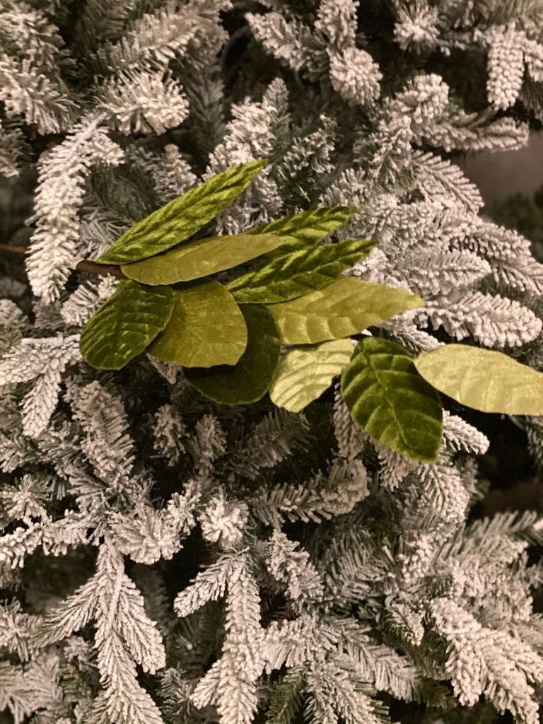 26" velvet magnolia leaf spray green