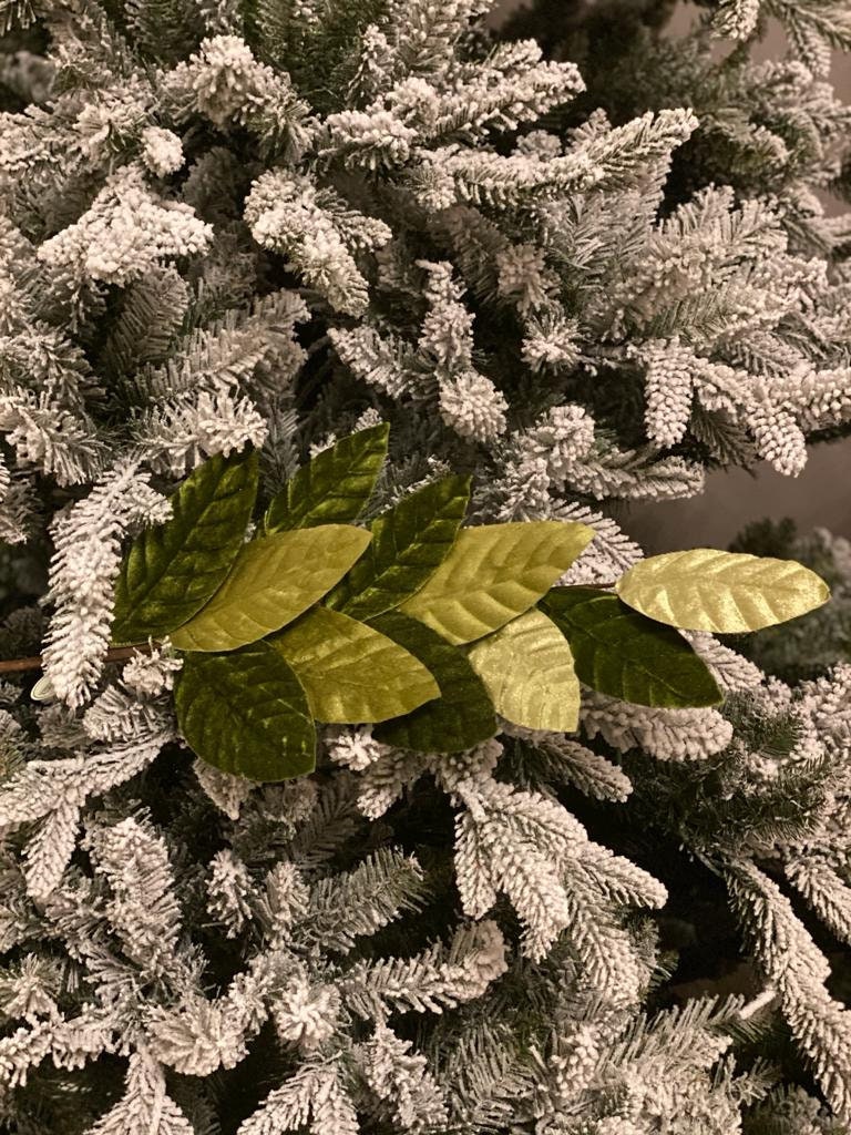 26" velvet magnolia leaf spray green