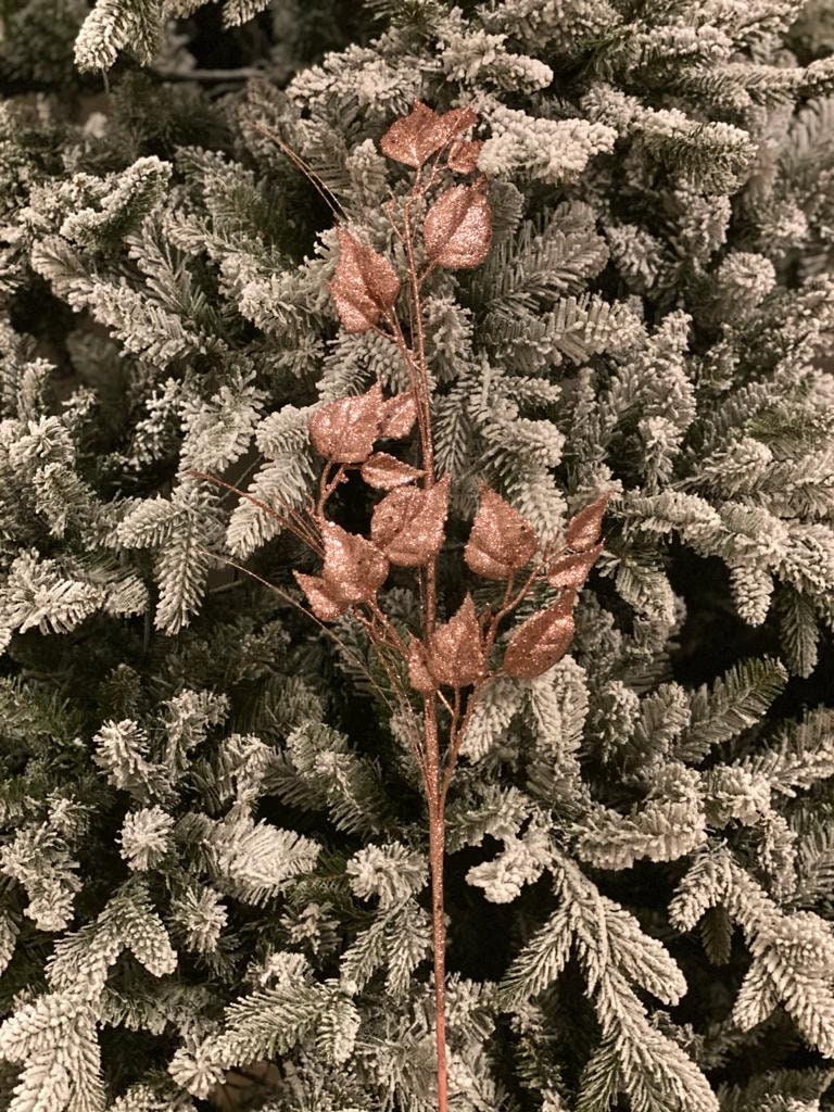 30"glitter/sequin rose leaf/grass spray