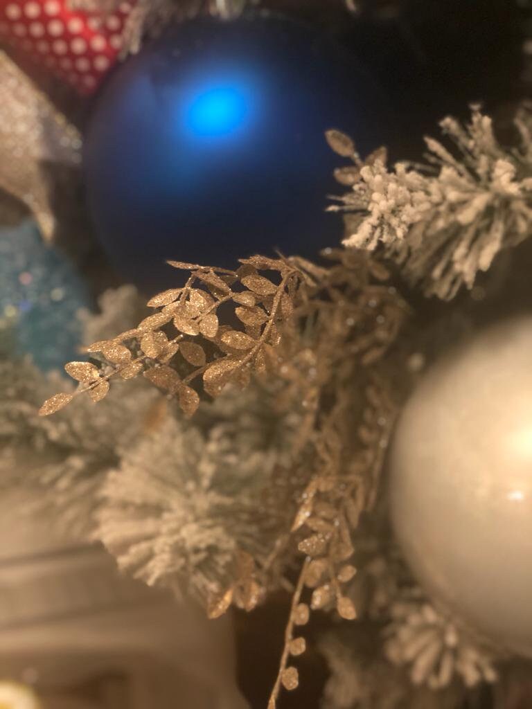 28"sparkling glitter mini ruscus spray"