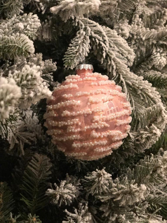 4" glass pearl swirl ball ornament