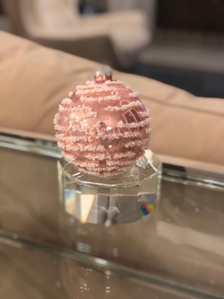 4" glass pearl swirl ball ornament