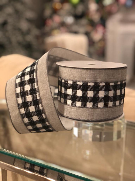 4"x10 yard metallic check solid edge wired*