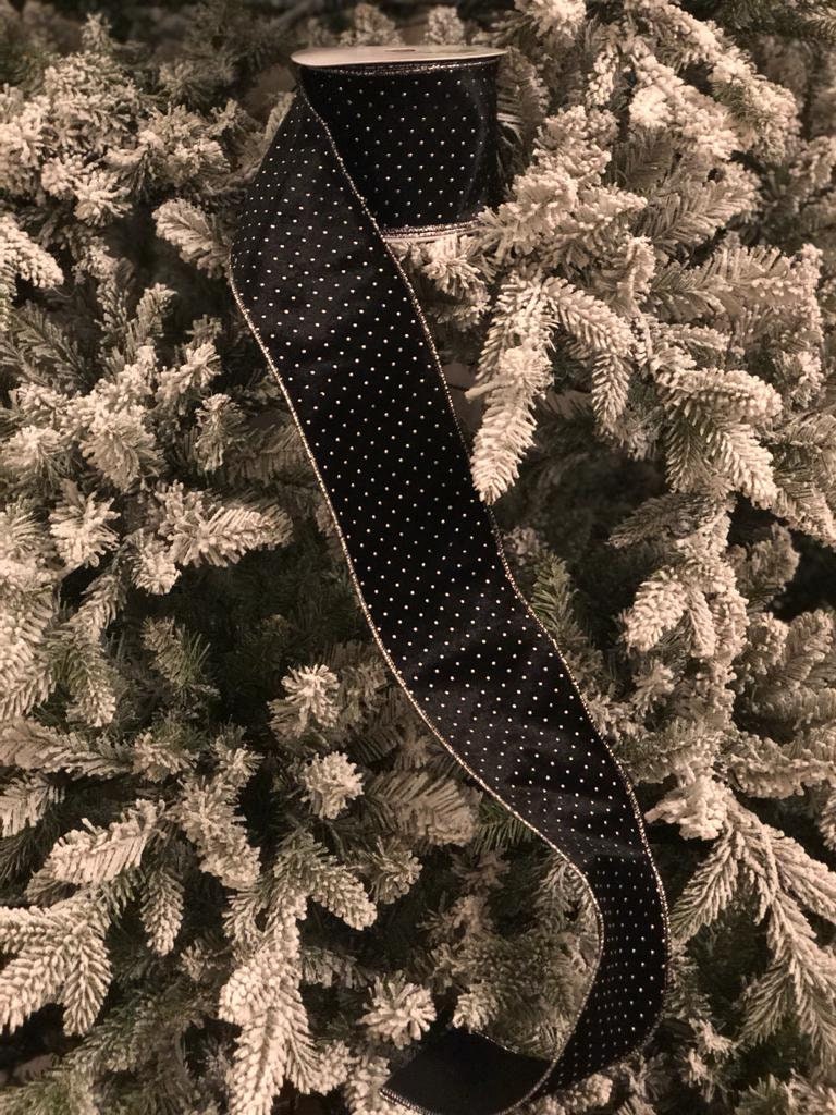 4"x10 yard metallic dot velvet wired ribbon*