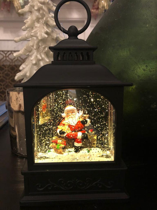 8.5" Santa and friends lighted water lantern*