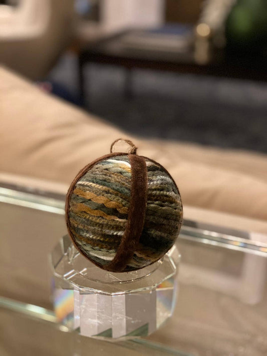 4" wrapped forest trail ball ornament