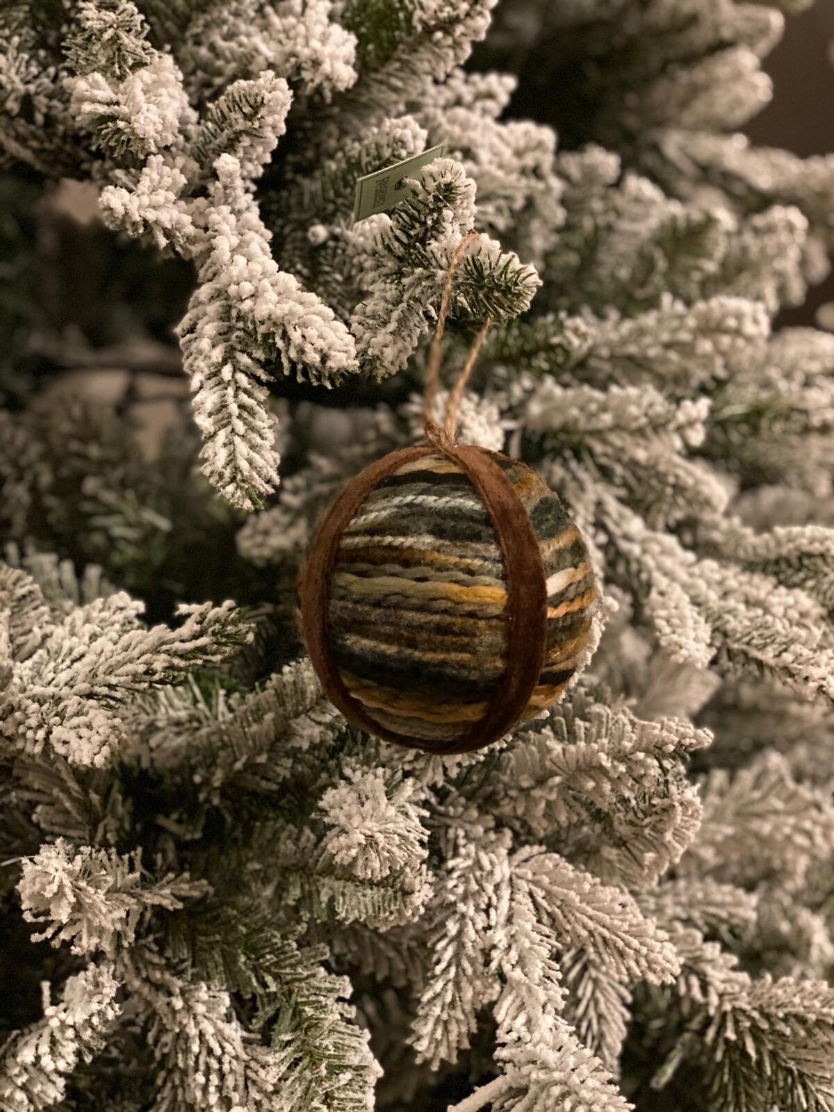 4" wrapped forest trail ball ornament