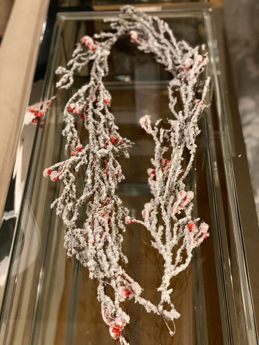 48" frosted twig/berry garland