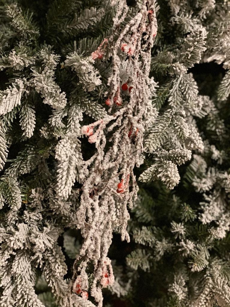 48" frosted twig/berry garland