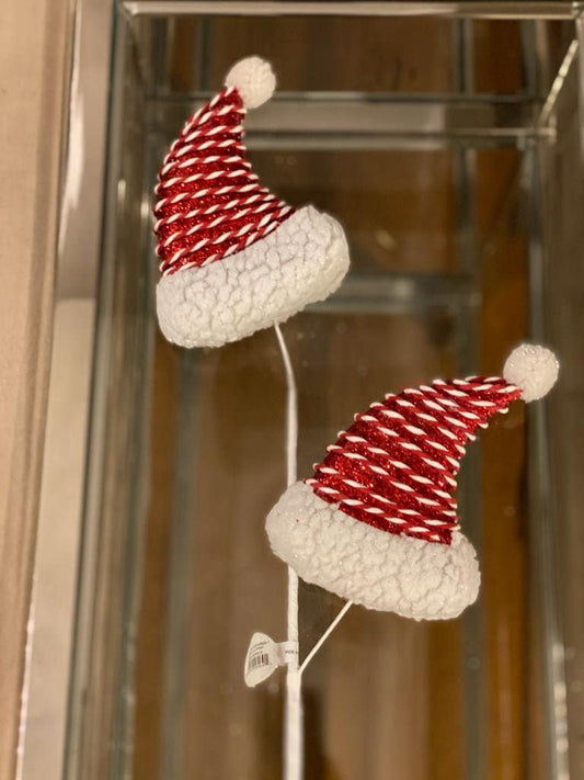 30" fabric peppermint Santa hat spray