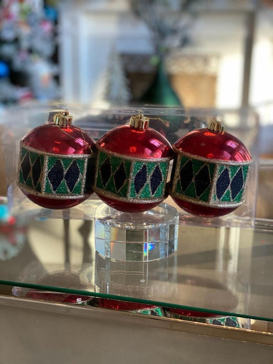 4.7” vp harlequin ball ornament 3 pcs