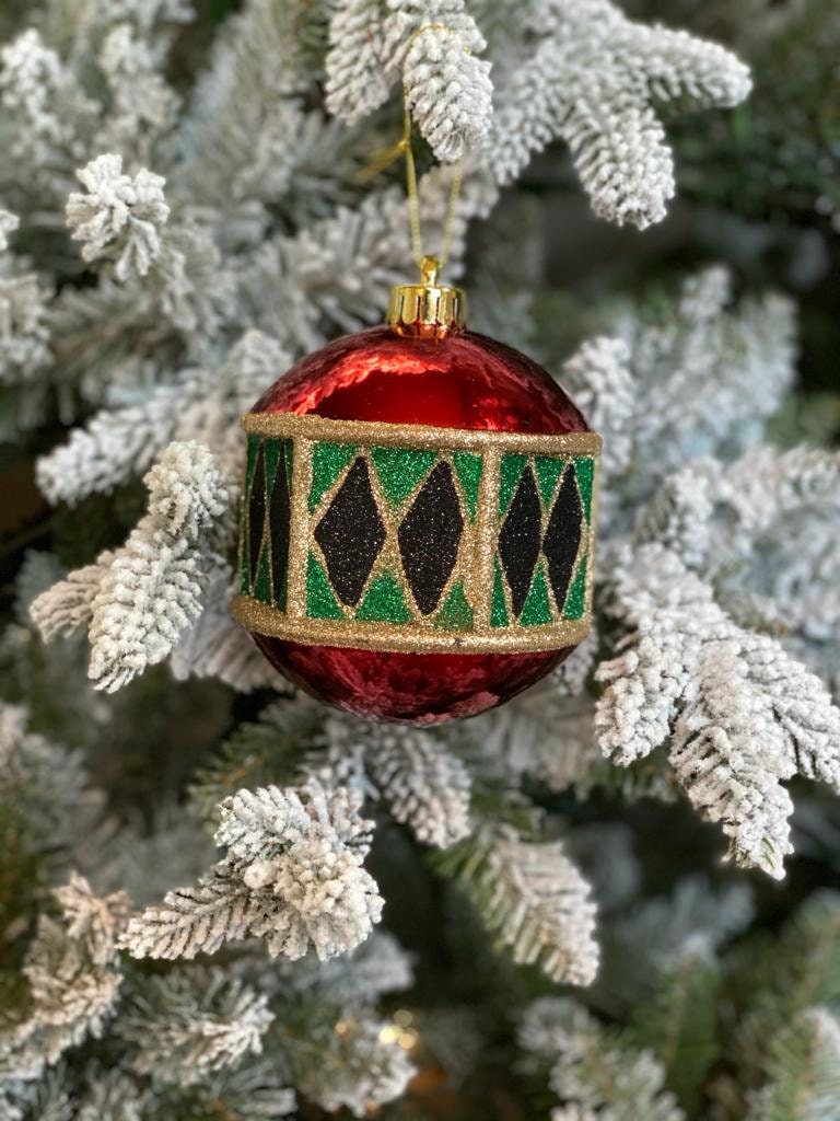 4.7” vp harlequin ball ornament 3 pcs