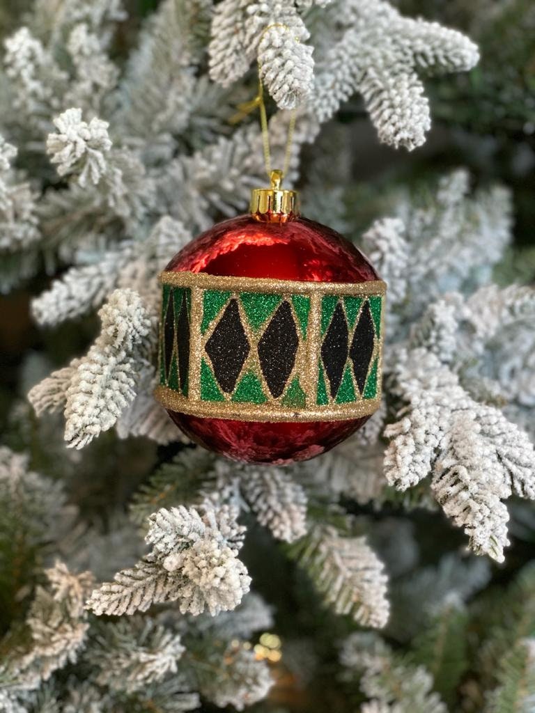 4.7” vp harlequin ball ornament 3 pcs