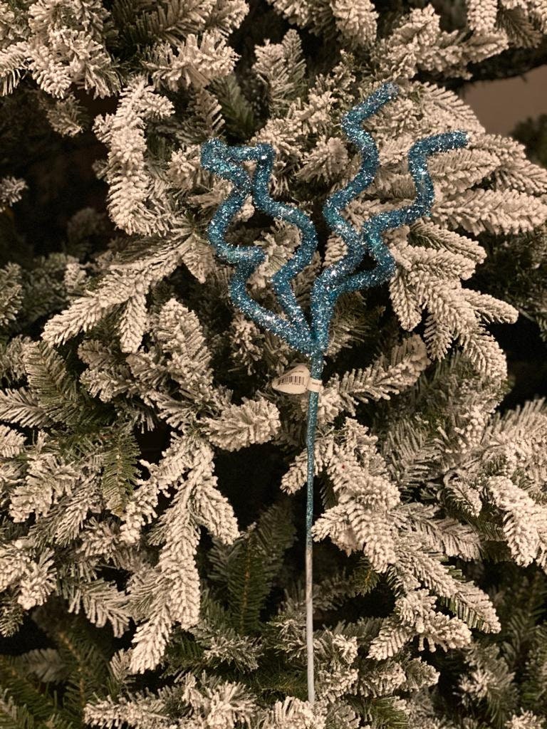20" glitter tinsel tube curly spray iced blue candy