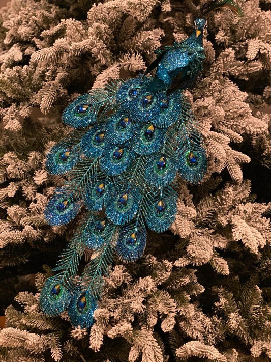30" glitter sequin jewel peacock