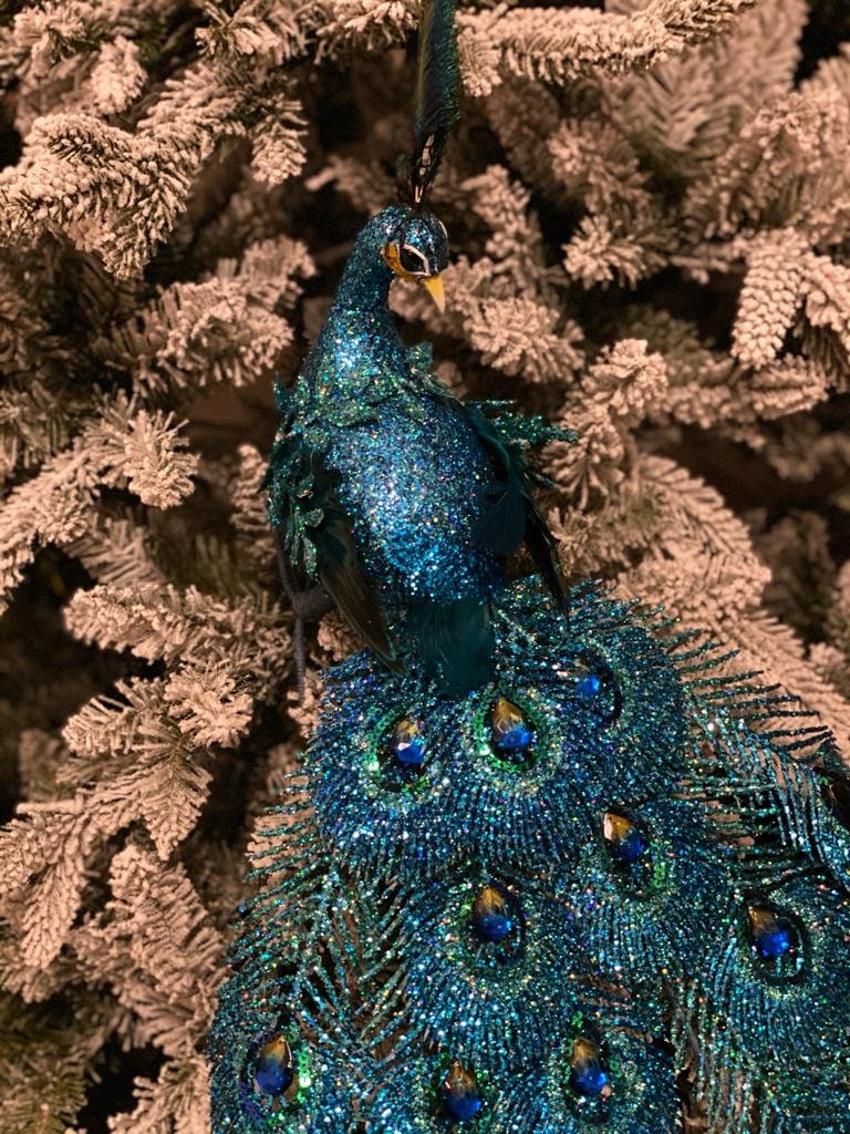30" glitter sequin jewel peacock