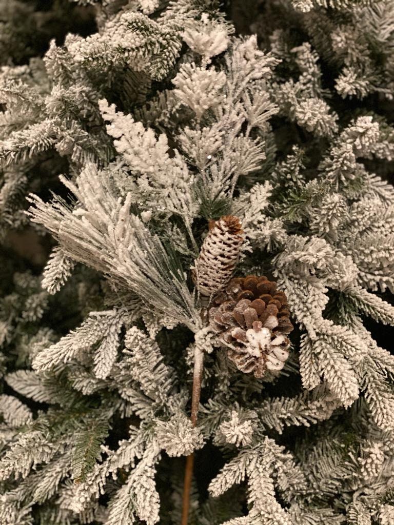 22" snow pine/cedar cone winter spray