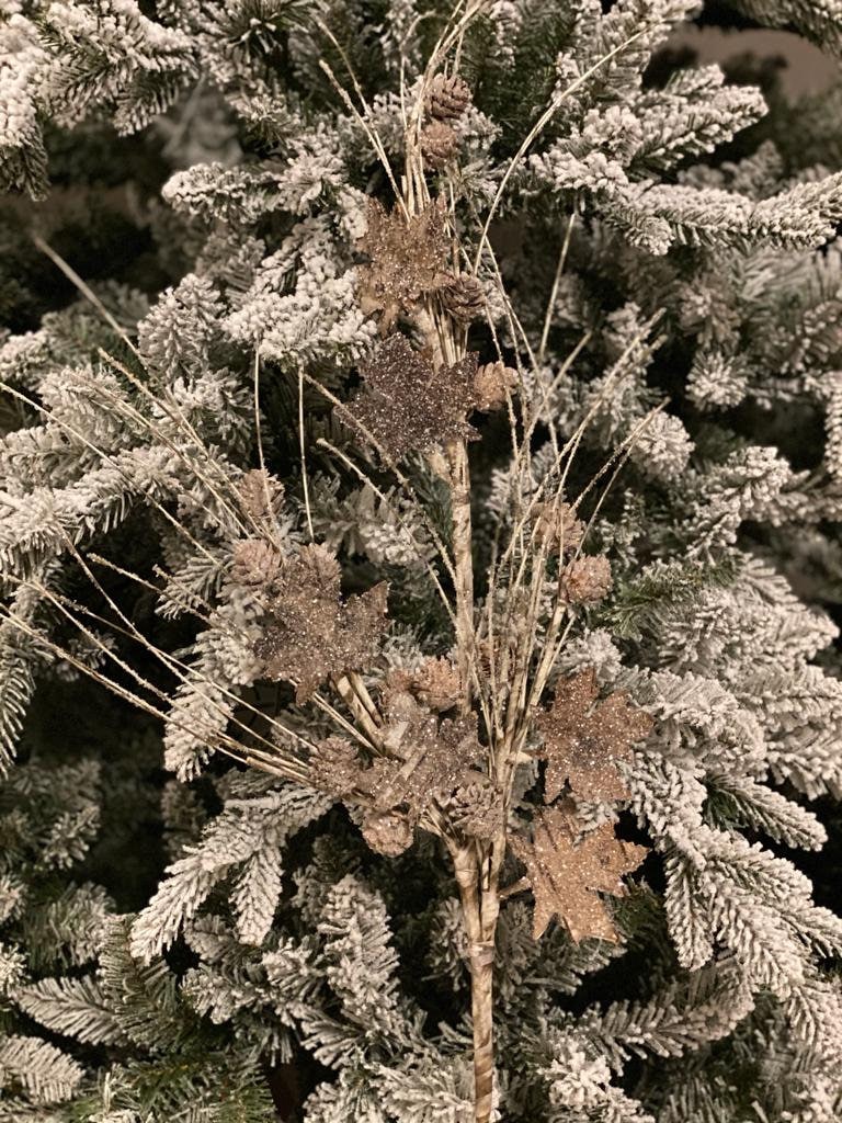 34" birch/mtl maple leaf & cones spray