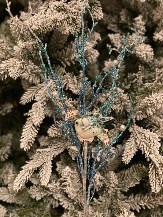 32"glitter/sequin coral branch w/shell and fish