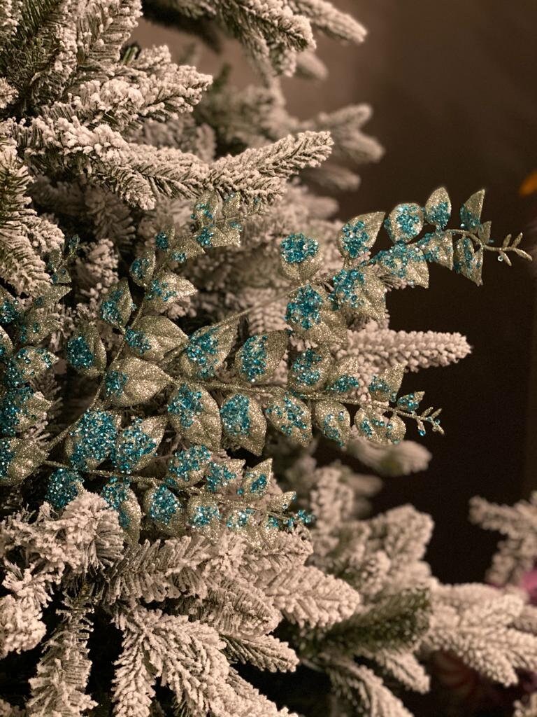 28” glitter/ sequin mermaid/peacock fern spray