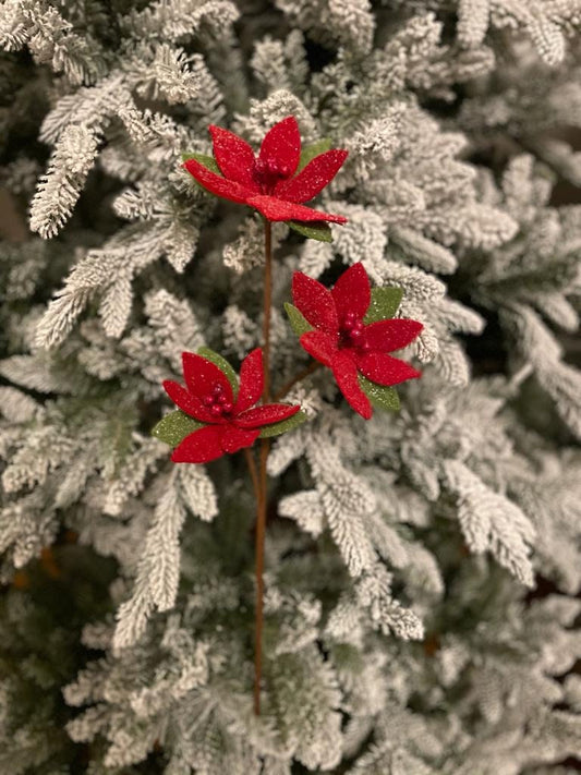 22"sugared felt poinsettia spray*