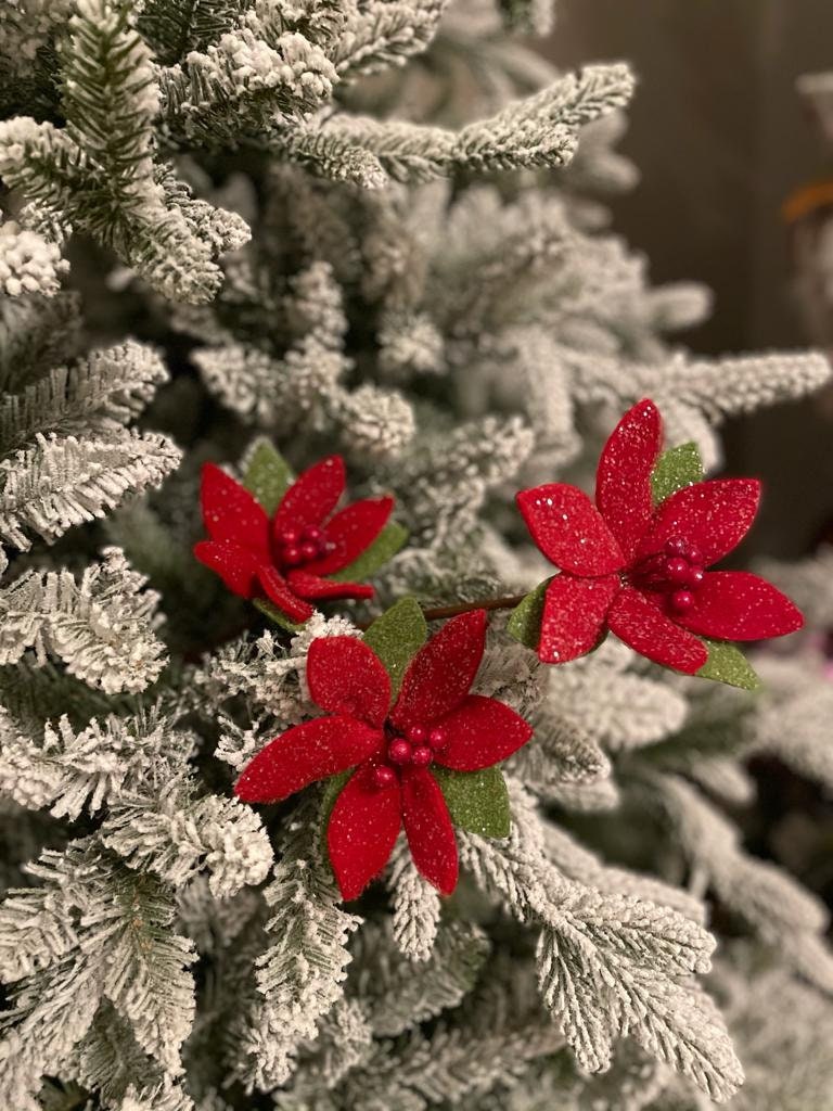 22"sugared felt poinsettia spray*