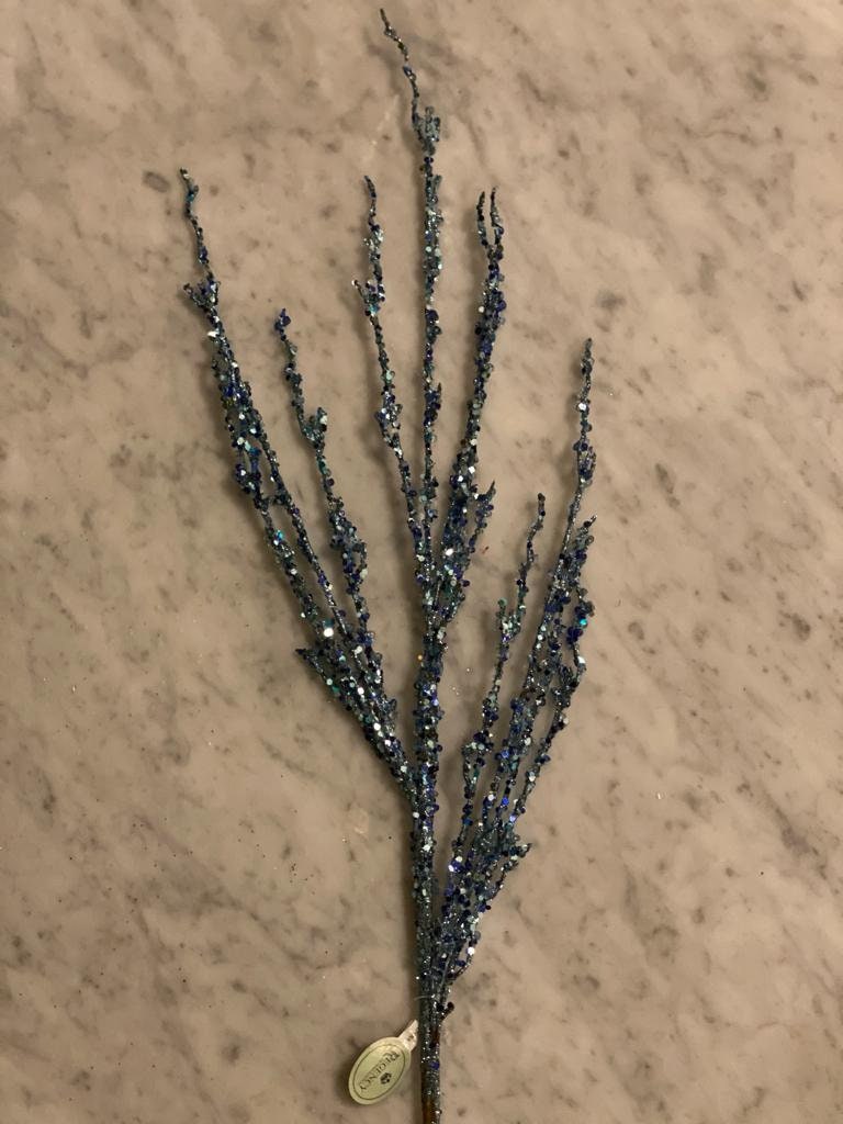 37" sequin gliter ice twig spray