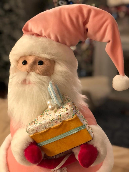 23"pink velvet candy santa