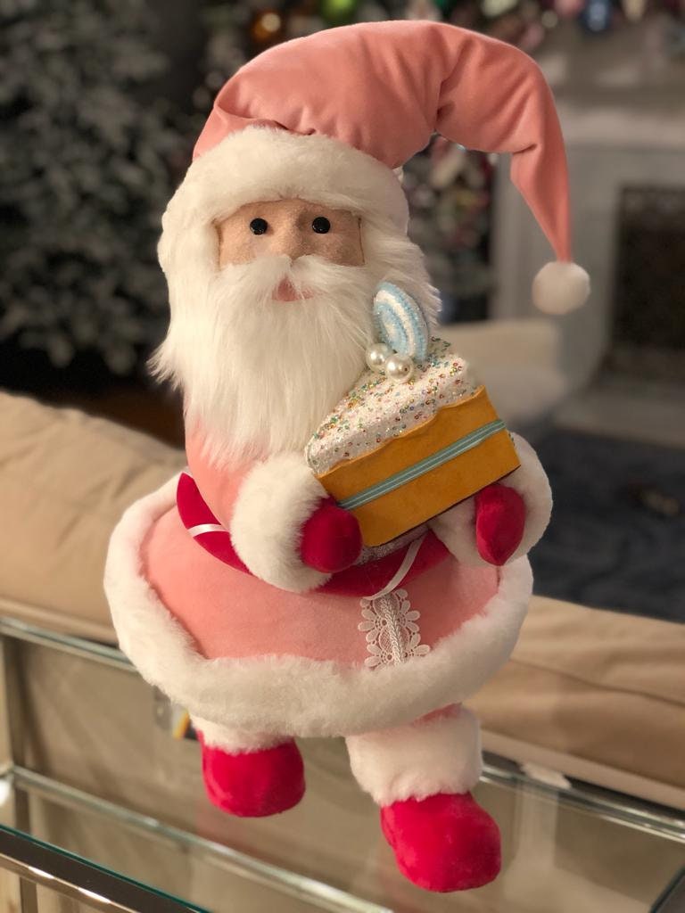 23"pink velvet candy santa