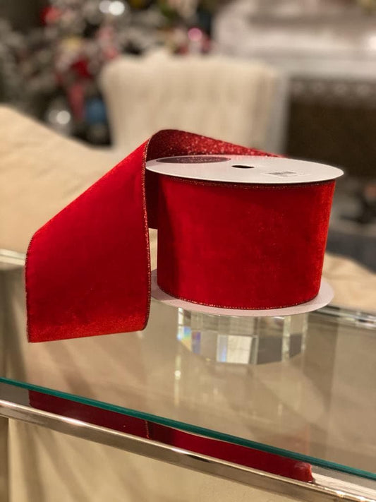 4”x10yard velvet glitter red farrisilk*