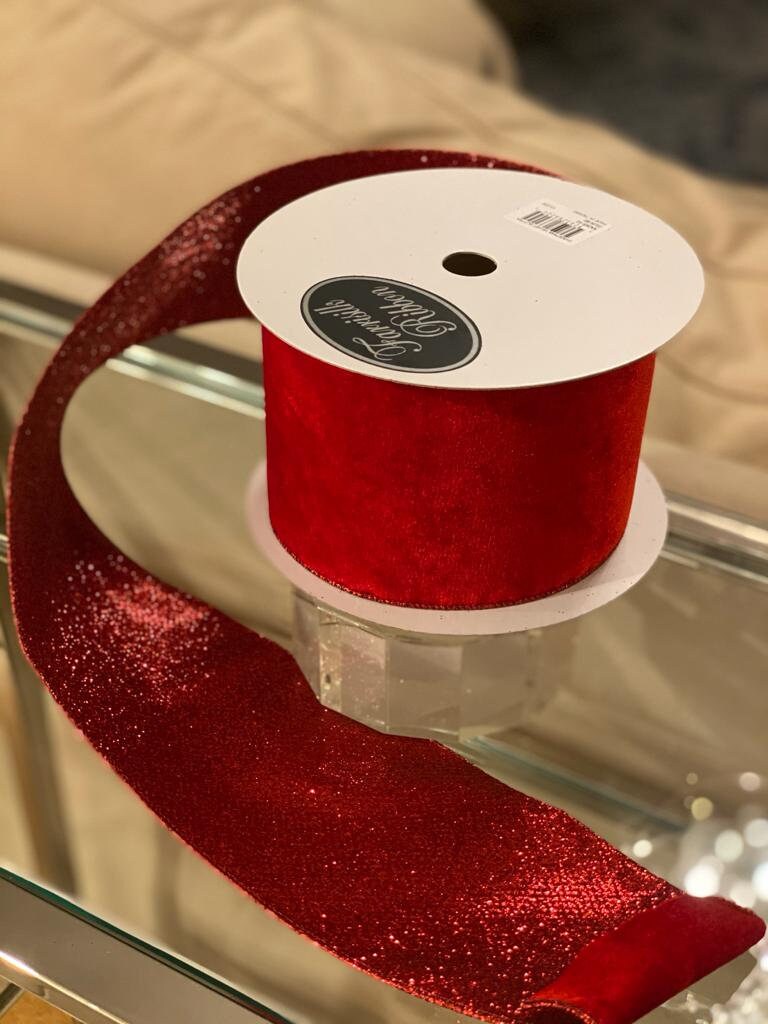 4”x10yard velvet glitter red farrisilk*