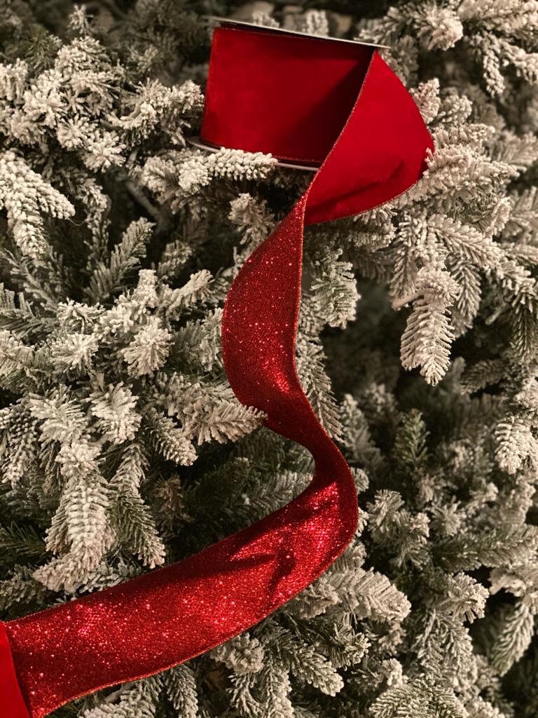 4”x10yard velvet glitter red farrisilk*