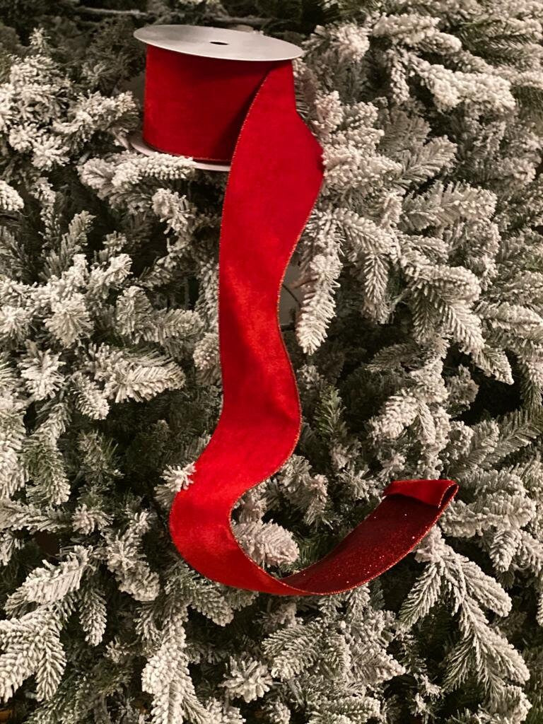 4”x10yard velvet glitter red farrisilk*