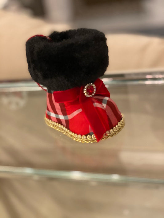 4"Plaid/fur boot