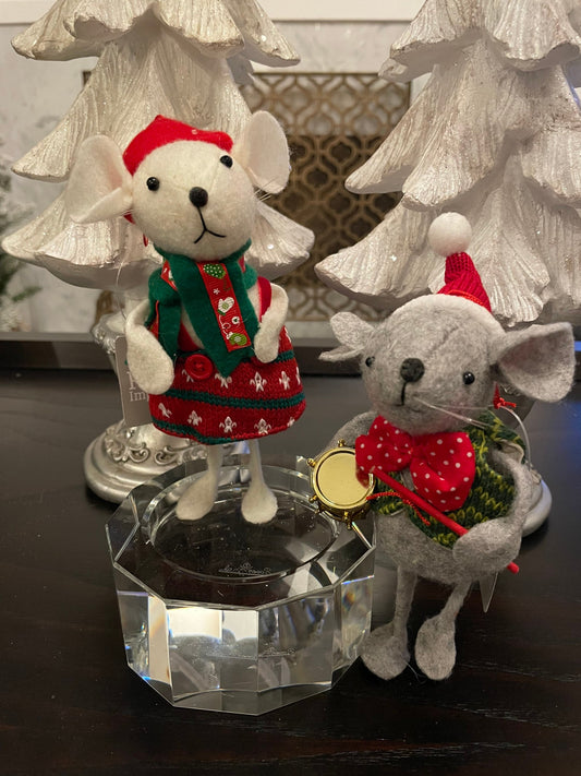 7” Mouse ornament set of 2, assortment*