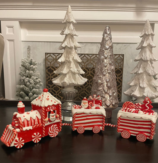 24” Clay candy themed train with Santa. High shine clay dough train.*