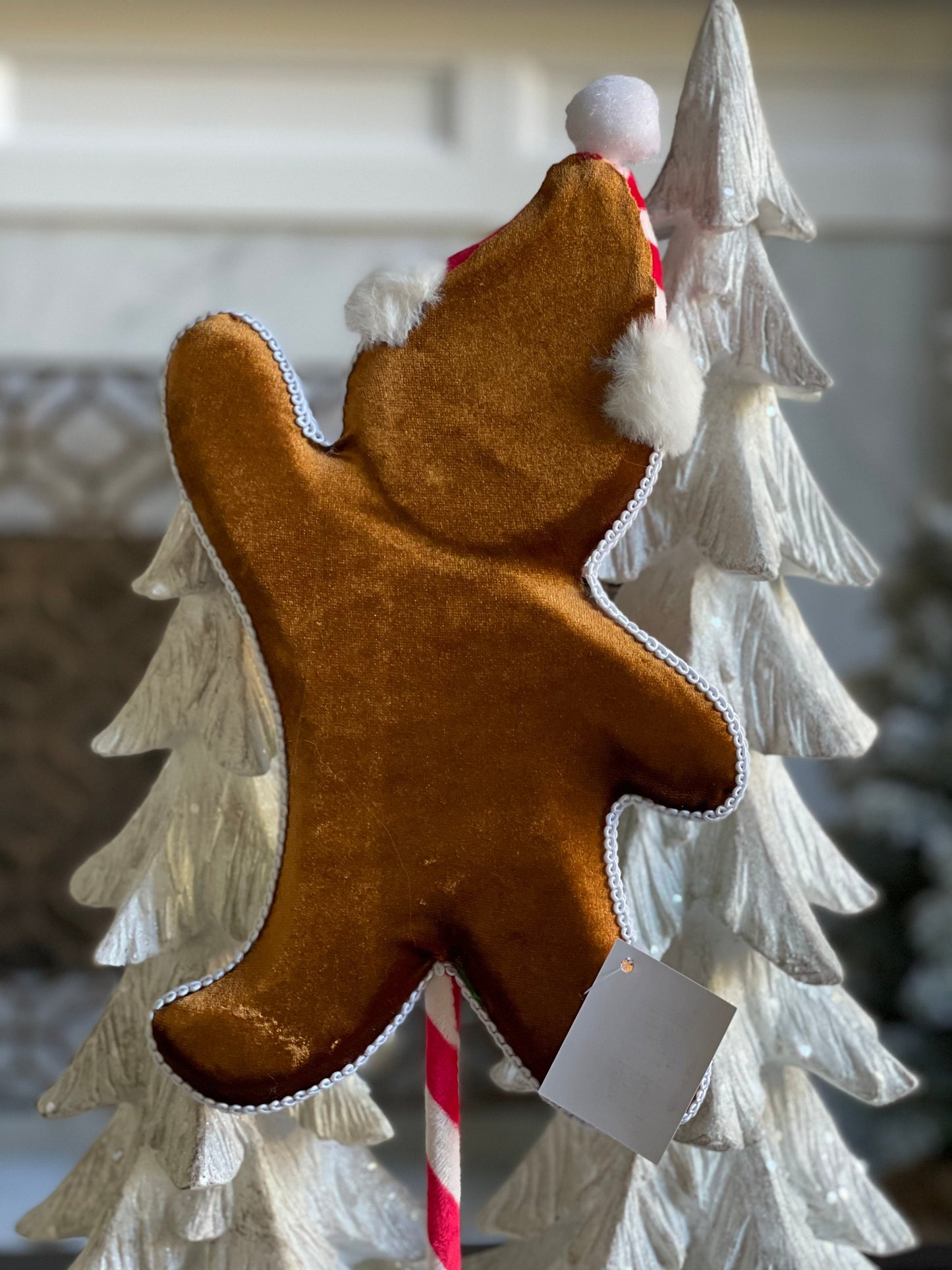 22” gingerbread boy stake candy Christmas red, white green.