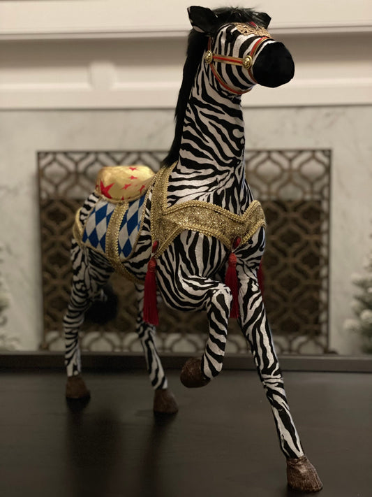 27 inch Zebra ornament. Lace and jewel embellishments. Circus.