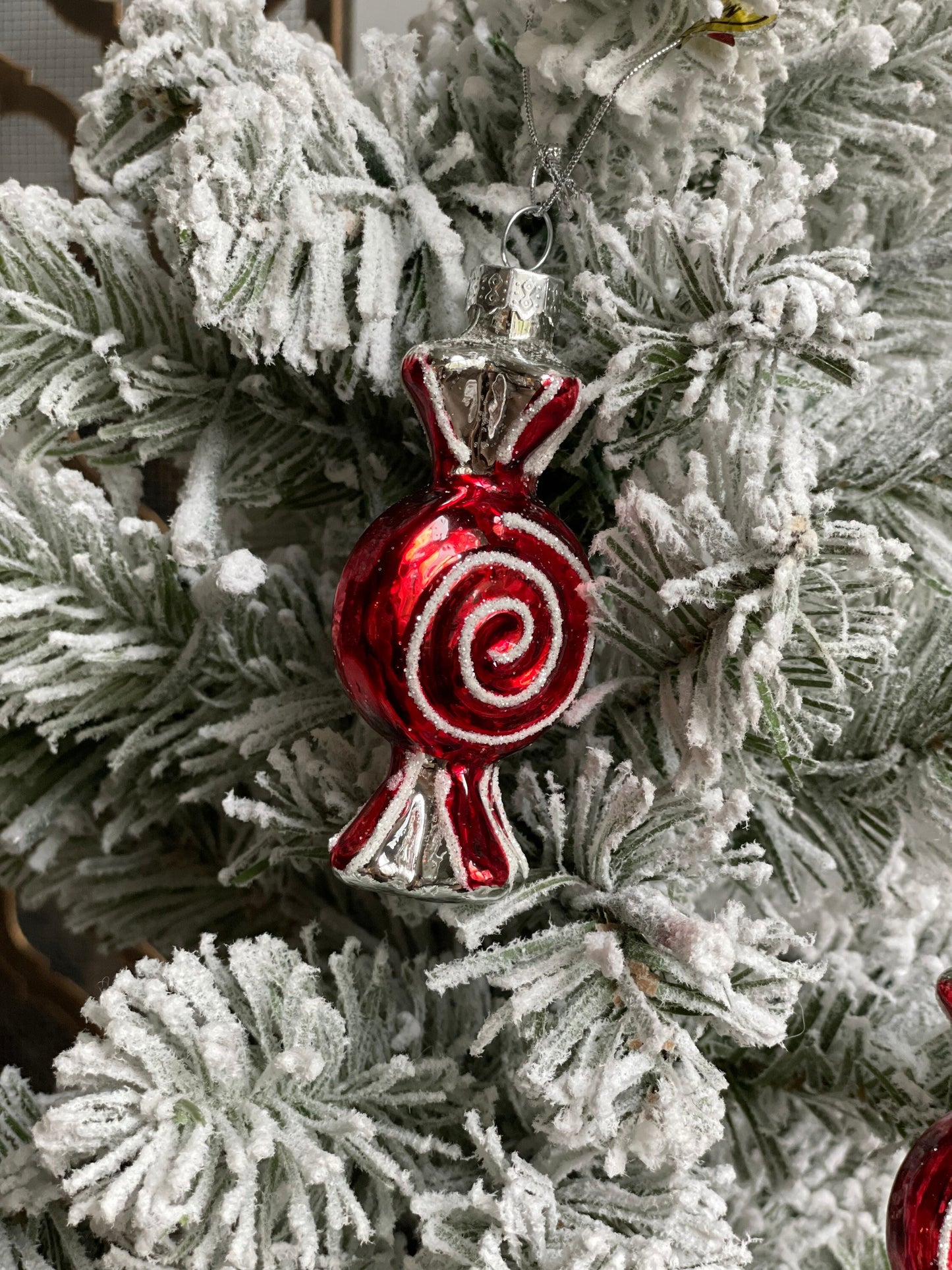 3" glass candy peppermint ornament box of 4
