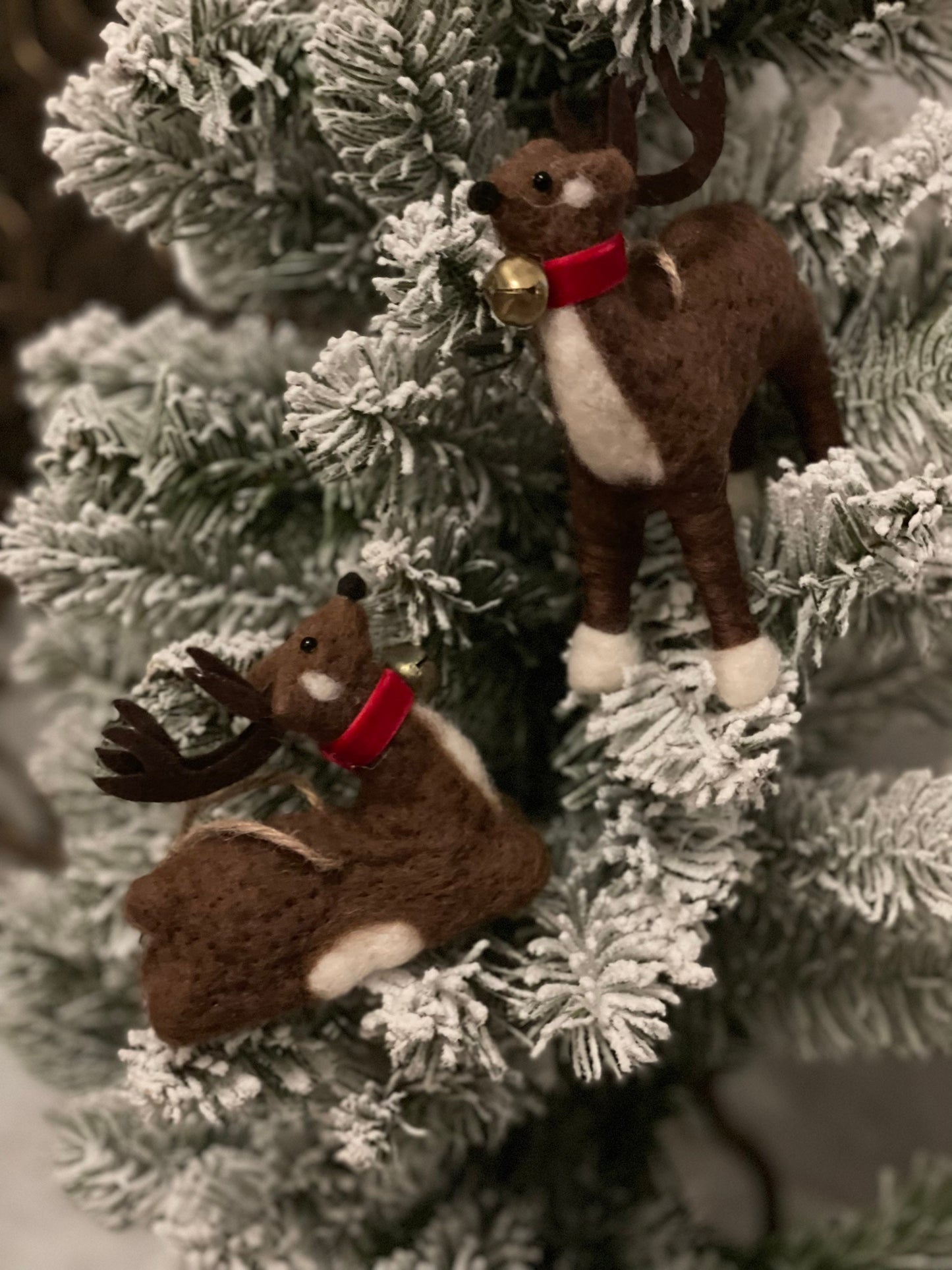 7” Deer felt ornament set of 2, assortment. Christmas.*