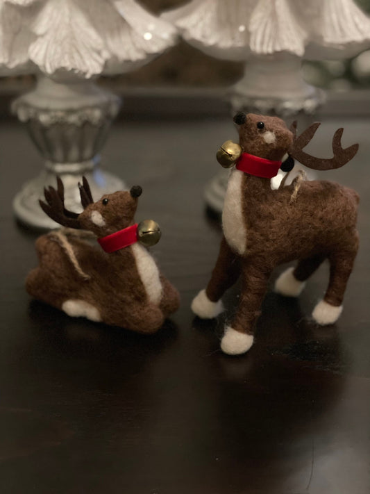 7” Deer felt ornament set of 2, assortment. Christmas.*