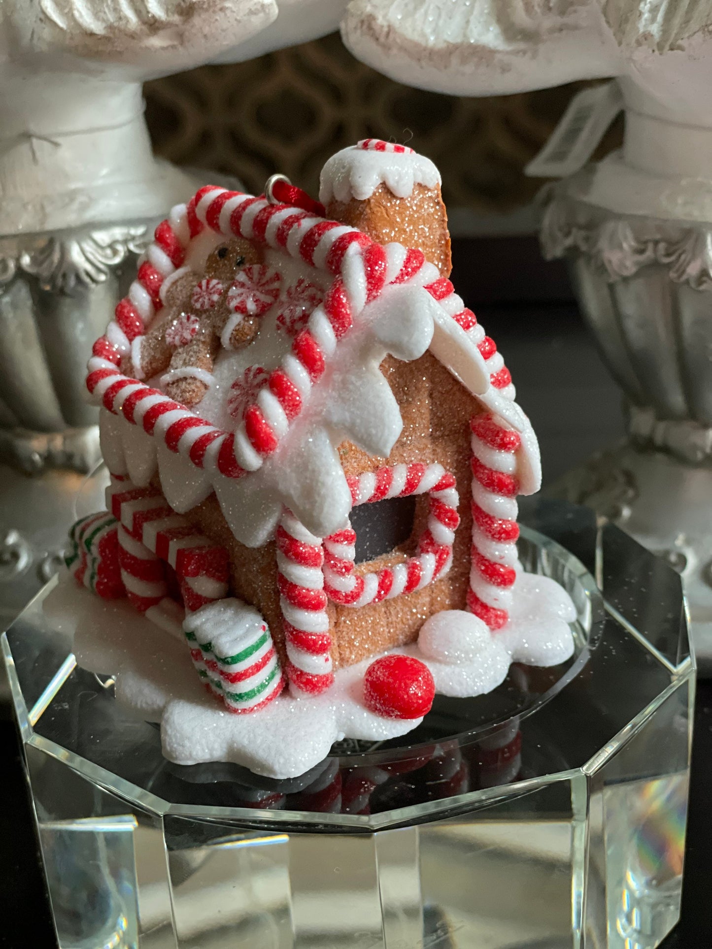 3.25” Lighted Gingerbread little house ornament. Set of 3.*