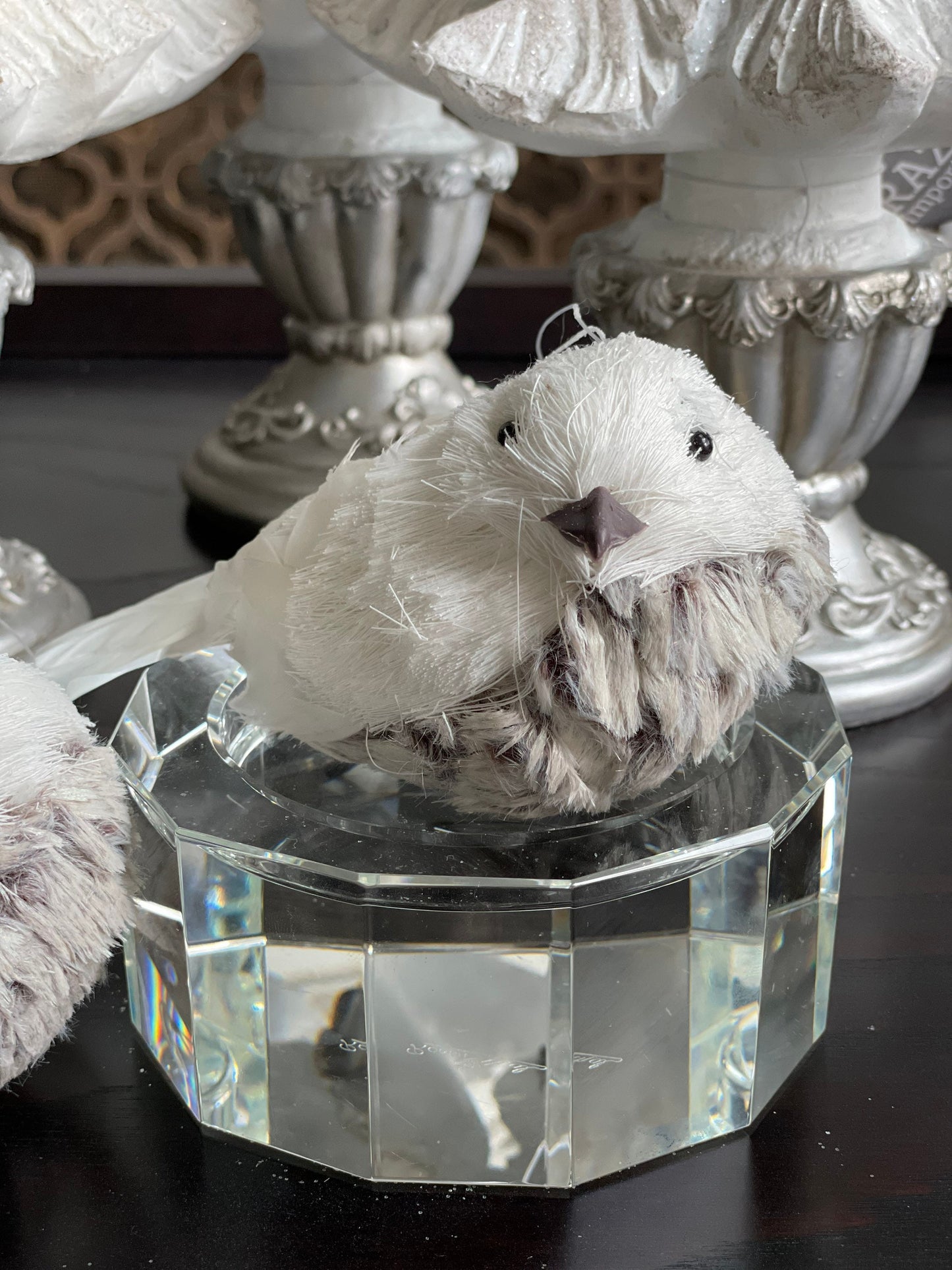 3.5”x6” frosted artic bird. Set of 2.