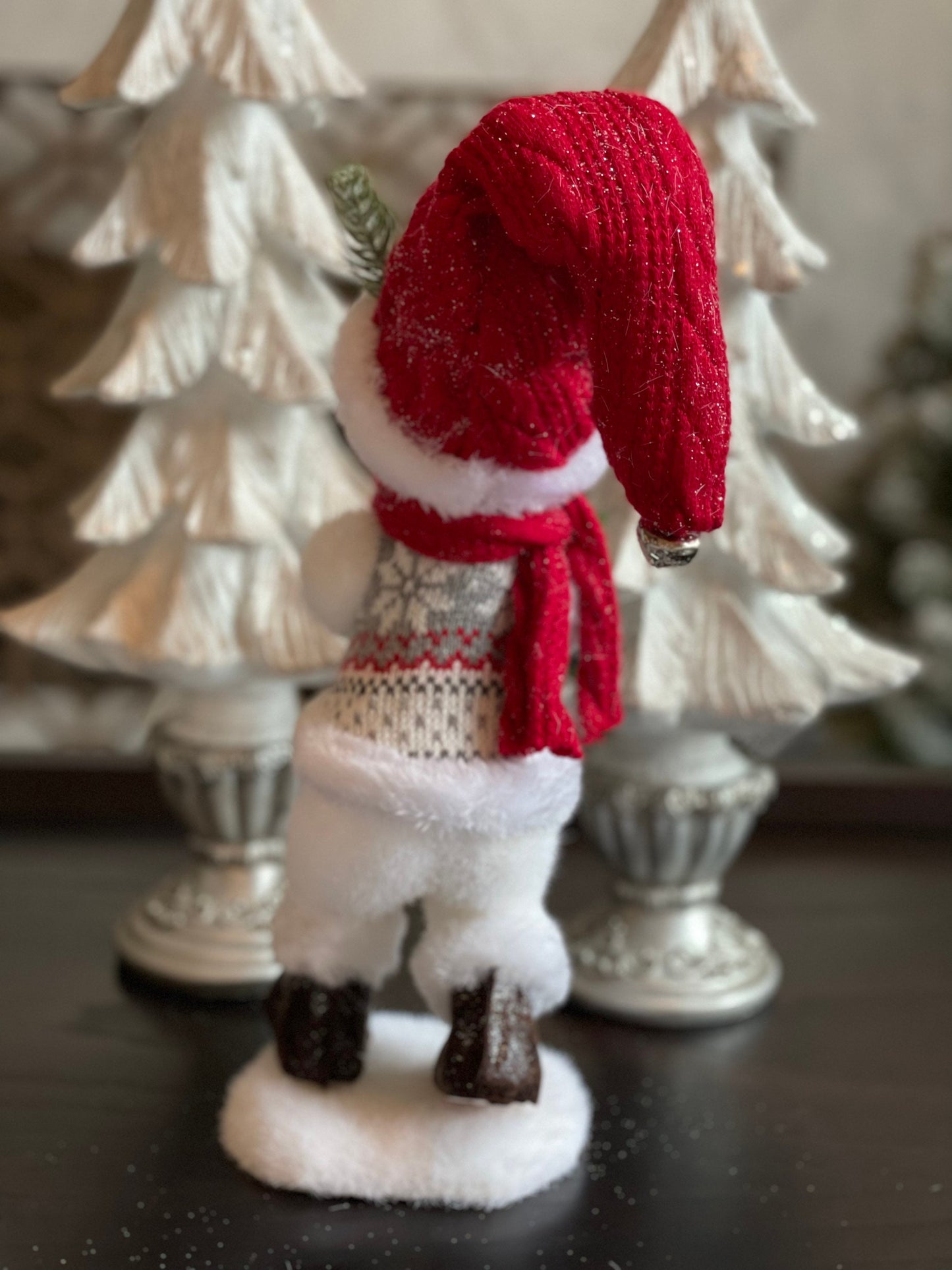 19.5” frosted snowman holly wreath tabletop ornament
