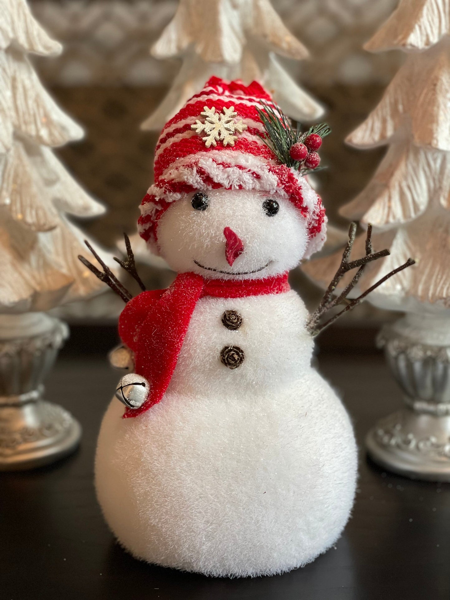 17.75” frosted snowman tabletop ornament