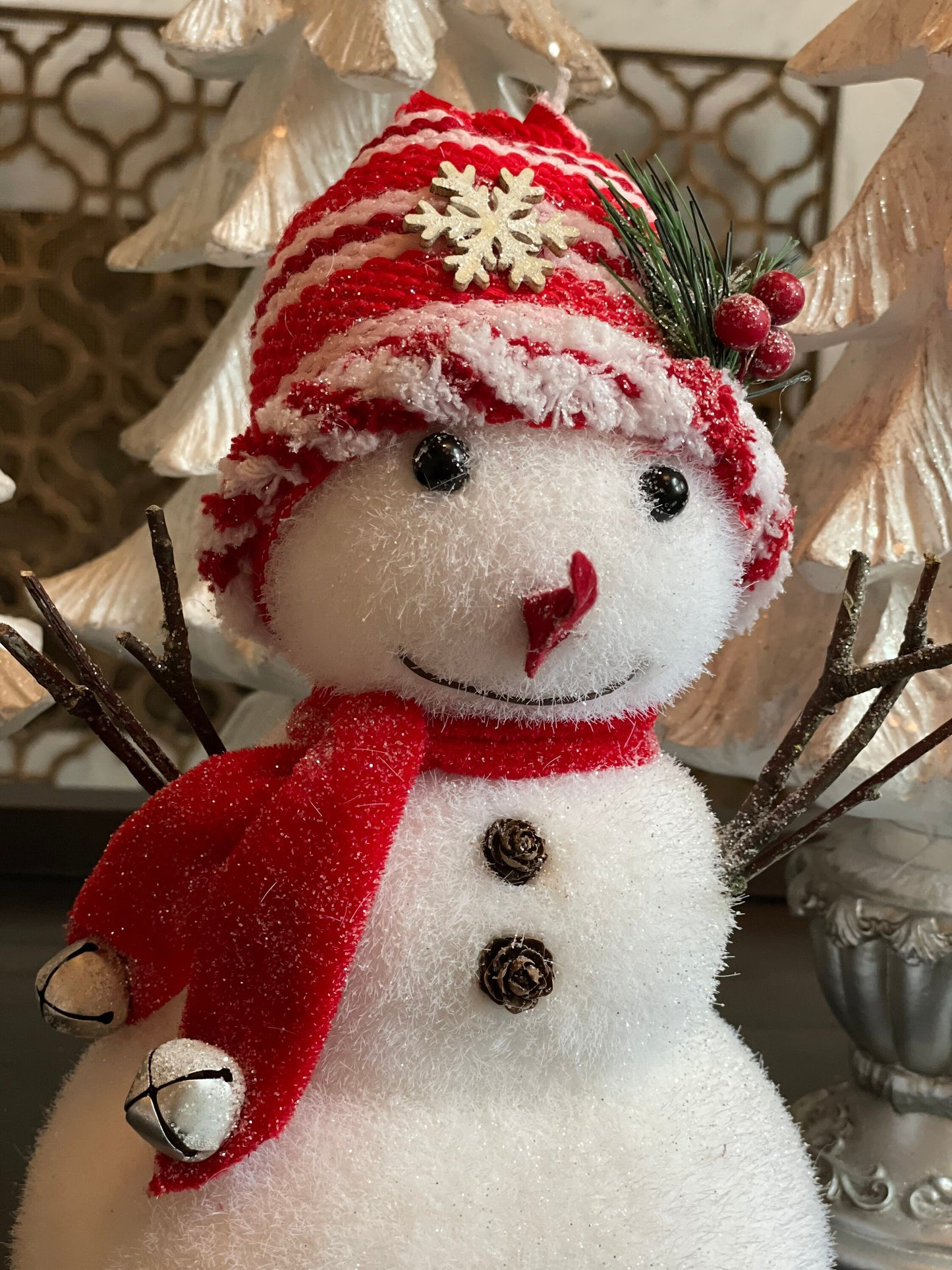 17.75” frosted snowman tabletop ornament