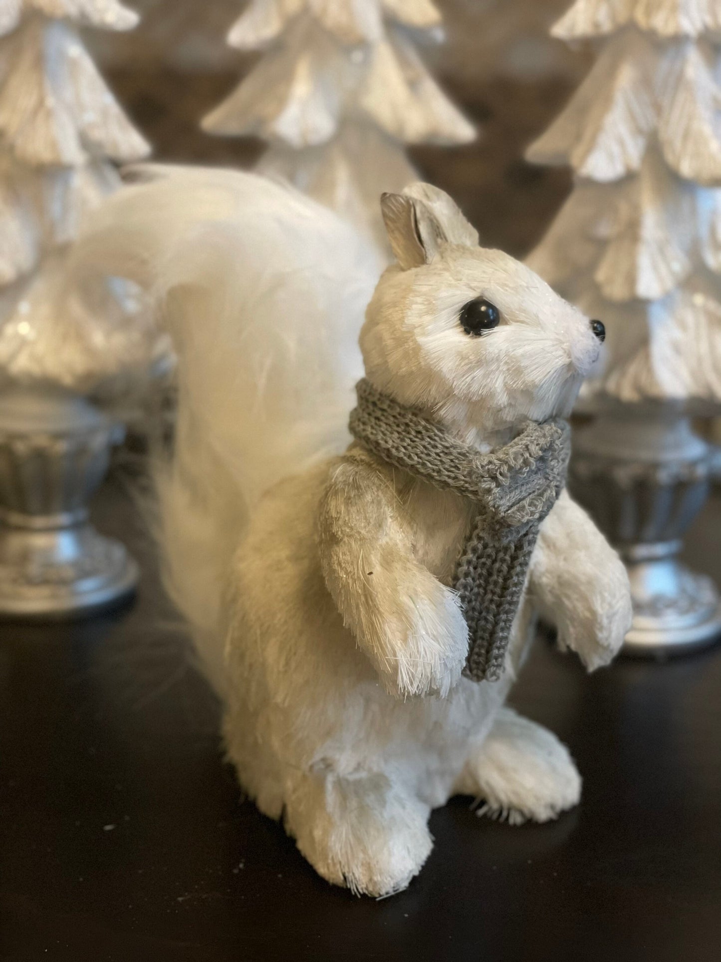 9.5” squirrel with scarf ornament.