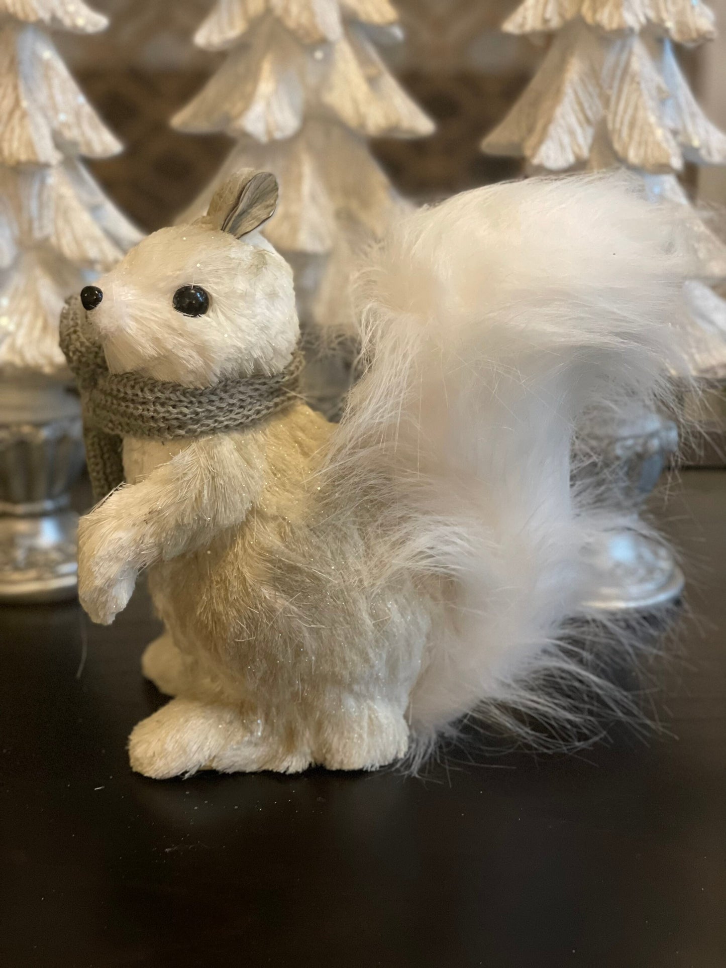 9.5” squirrel with scarf ornament.