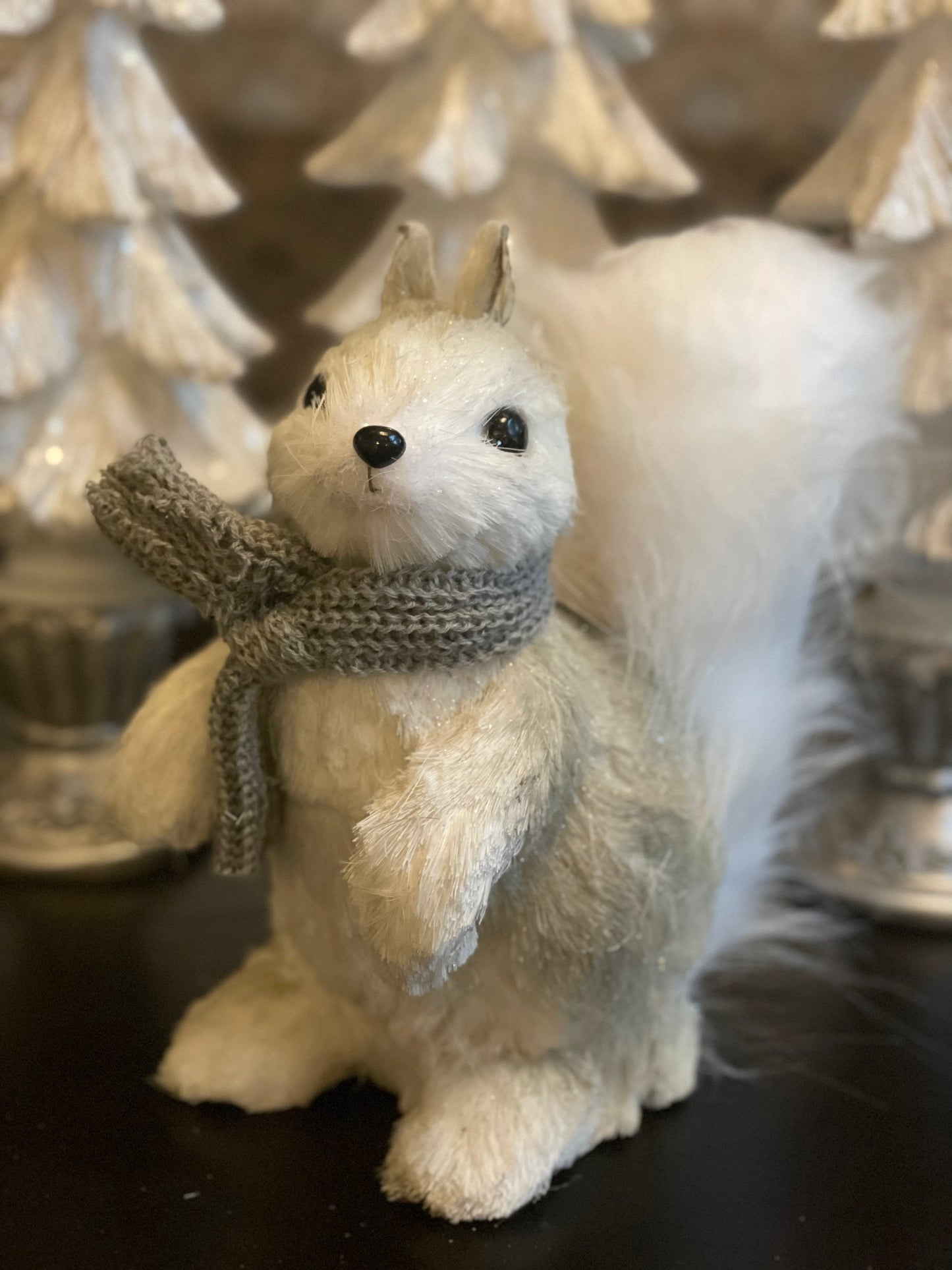 9.5” squirrel with scarf ornament.