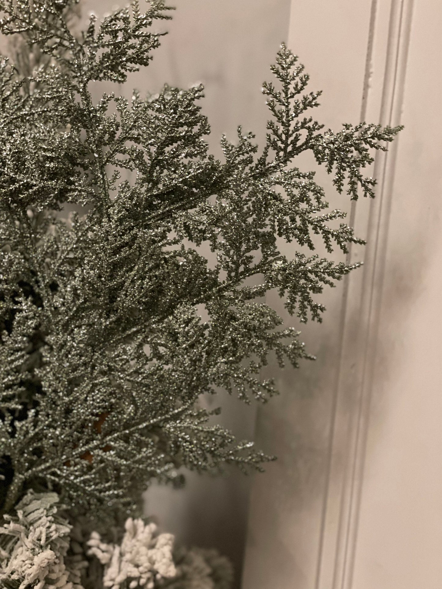 19” incense cedar glitter spray. Light green. Set of 3.